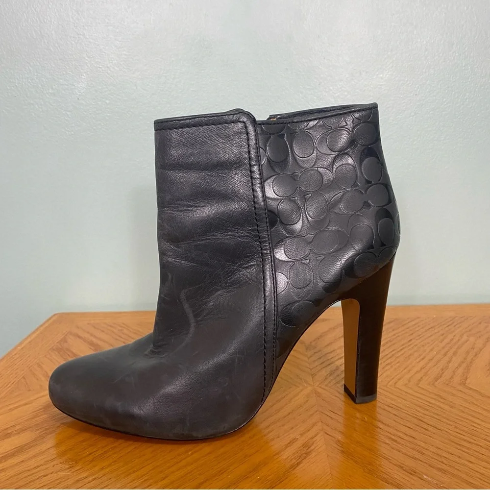 Coach‎ Hanni Leather Black Booties Heeled Sz 10 Read Description Please - Picture 5 of 15